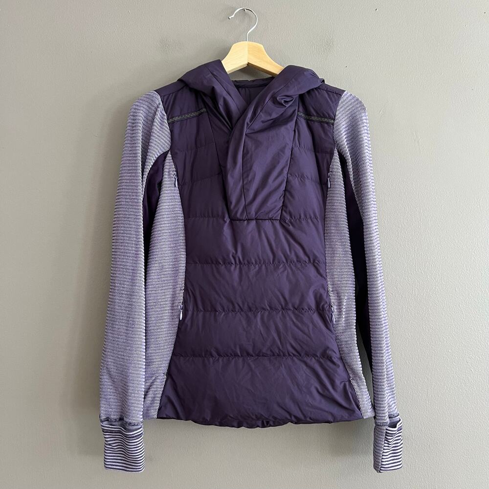 Lululemon Fluff Off Purple Pullover Puffer Jacket 4 Women's Goose Down 800 Fill